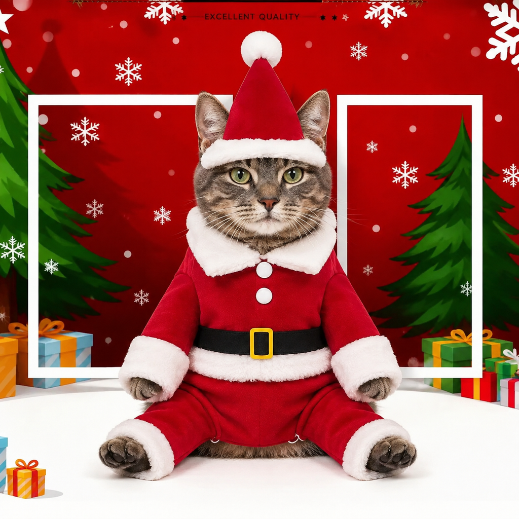 Costume Père Noël pour Chien et Chat — Tenue de Fête Rouge