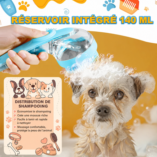 Brosse de Bain pour Chien — Distributeur de Shampoing Intégré
