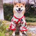 Kimono Japonais pour Chien et Chat — Motif Grues et Cerisiers