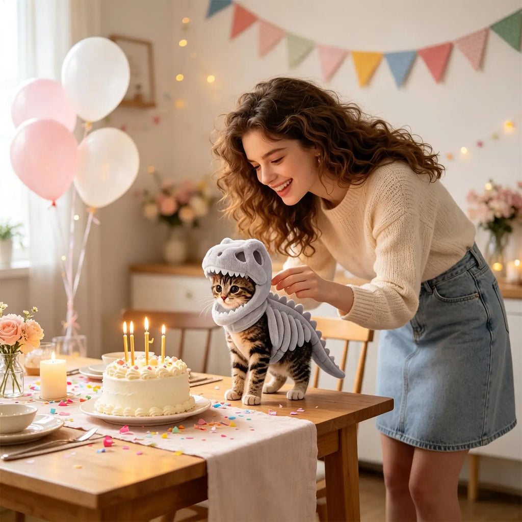 Costume Squelette Dinosaure en Peluche pour Chien et Chat — 3D