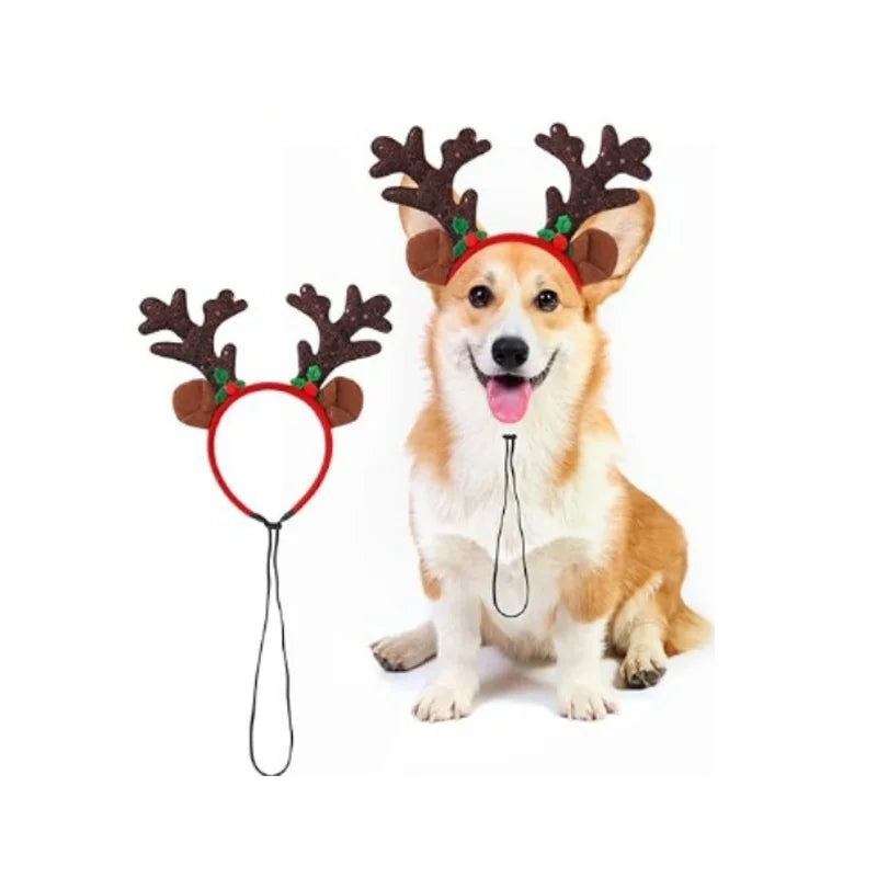 Serre-Tête de Noël pour Chien et Chat — Bois de Renne et Bonnet