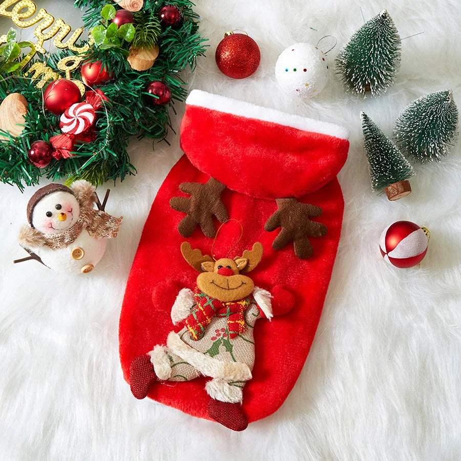 Sweat à Capuche de Noël pour Chien et Chat — Flanelle Chaude
