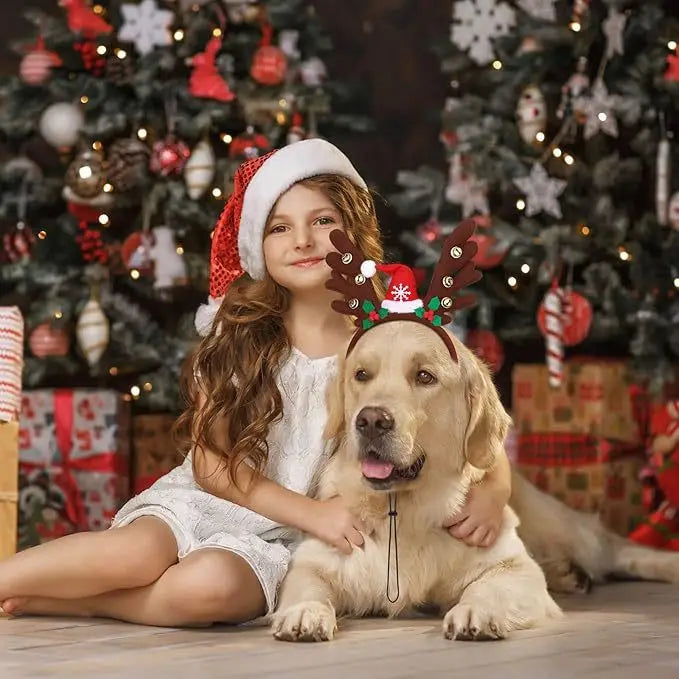 Serre-Tête de Noël pour Chien et Chat — Bois de Renne et Bonnet
