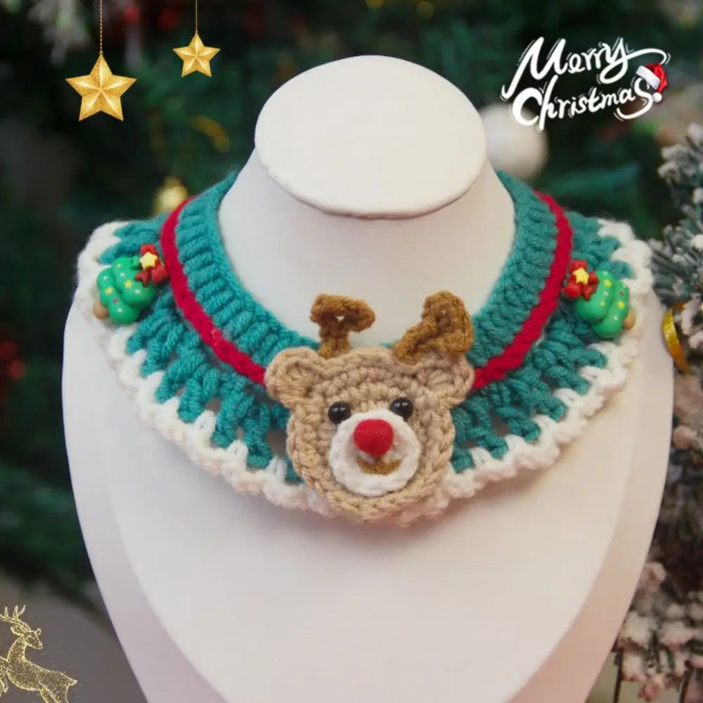 Collier de Noël Tricoté pour Chien et Chat — Laine et Motifs Festifs