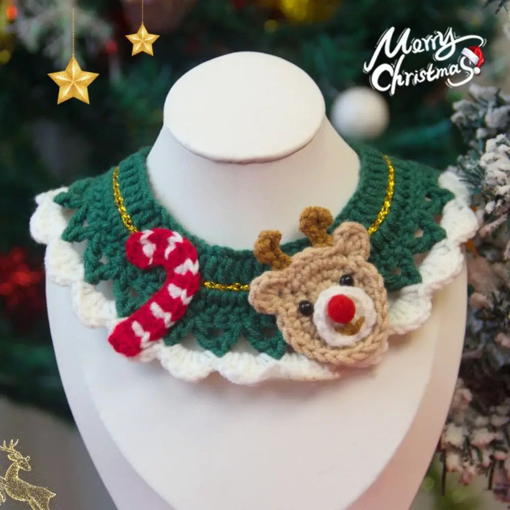 Collier de Noël Tricoté pour Chien et Chat — Laine et Motifs Festifs