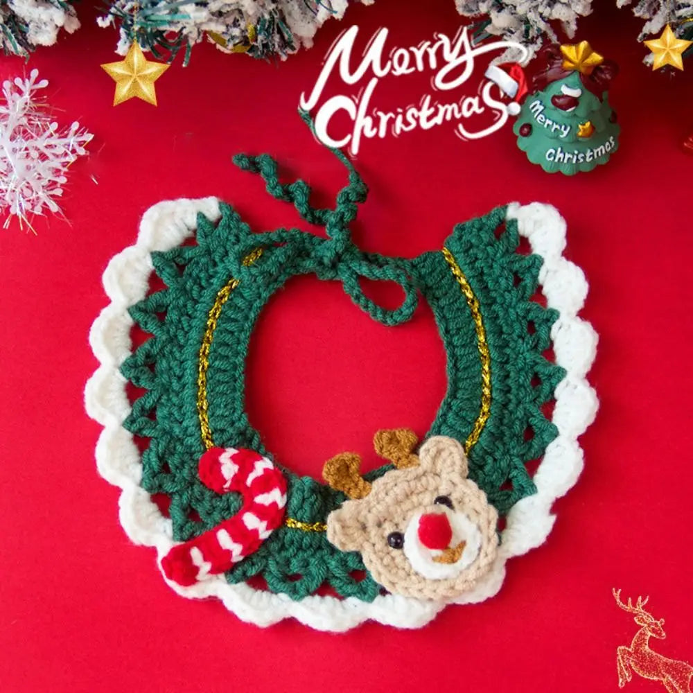 Collier de Noël Tricoté pour Chien et Chat — Laine et Motifs Festifs