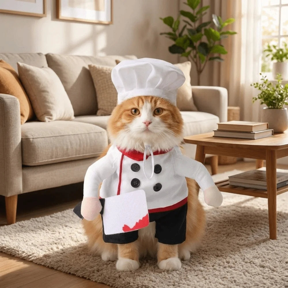 Costume de Chef Cuisinier pour Chien et Chat — Toque et Tablier