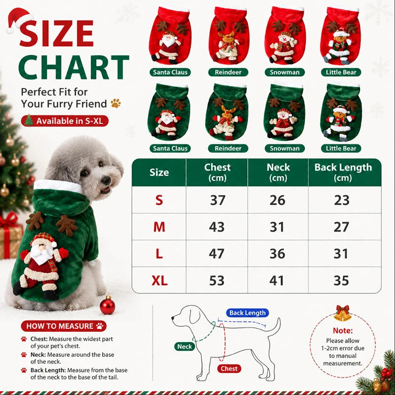 Sweat à Capuche de Noël pour Chien et Chat — Flanelle Chaude