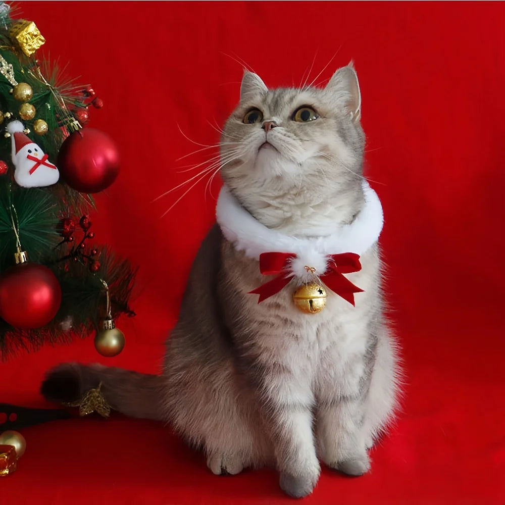 Collier à Nœud de Ruban pour Chien et Chat — Fait Main avec Grelot