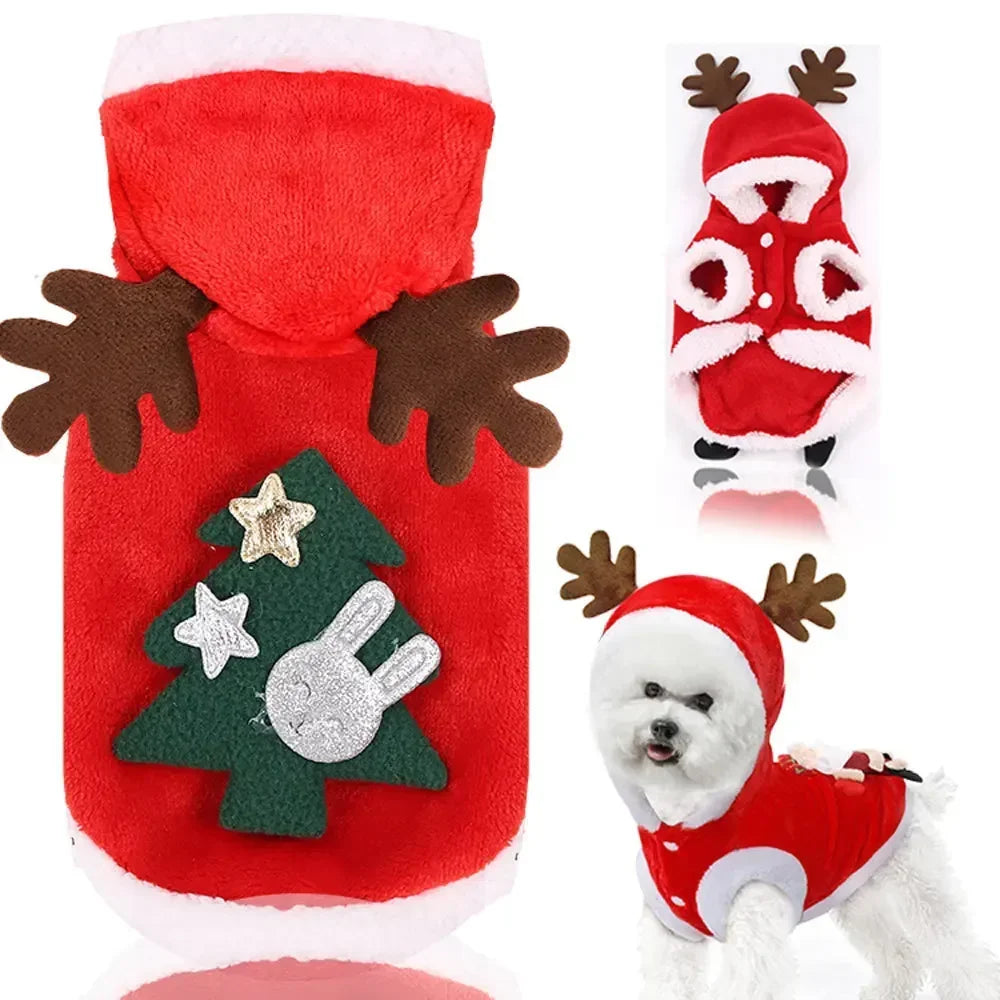 Manteau d'Hiver de Noël pour Chien et Chat — Doublé et Chaud
