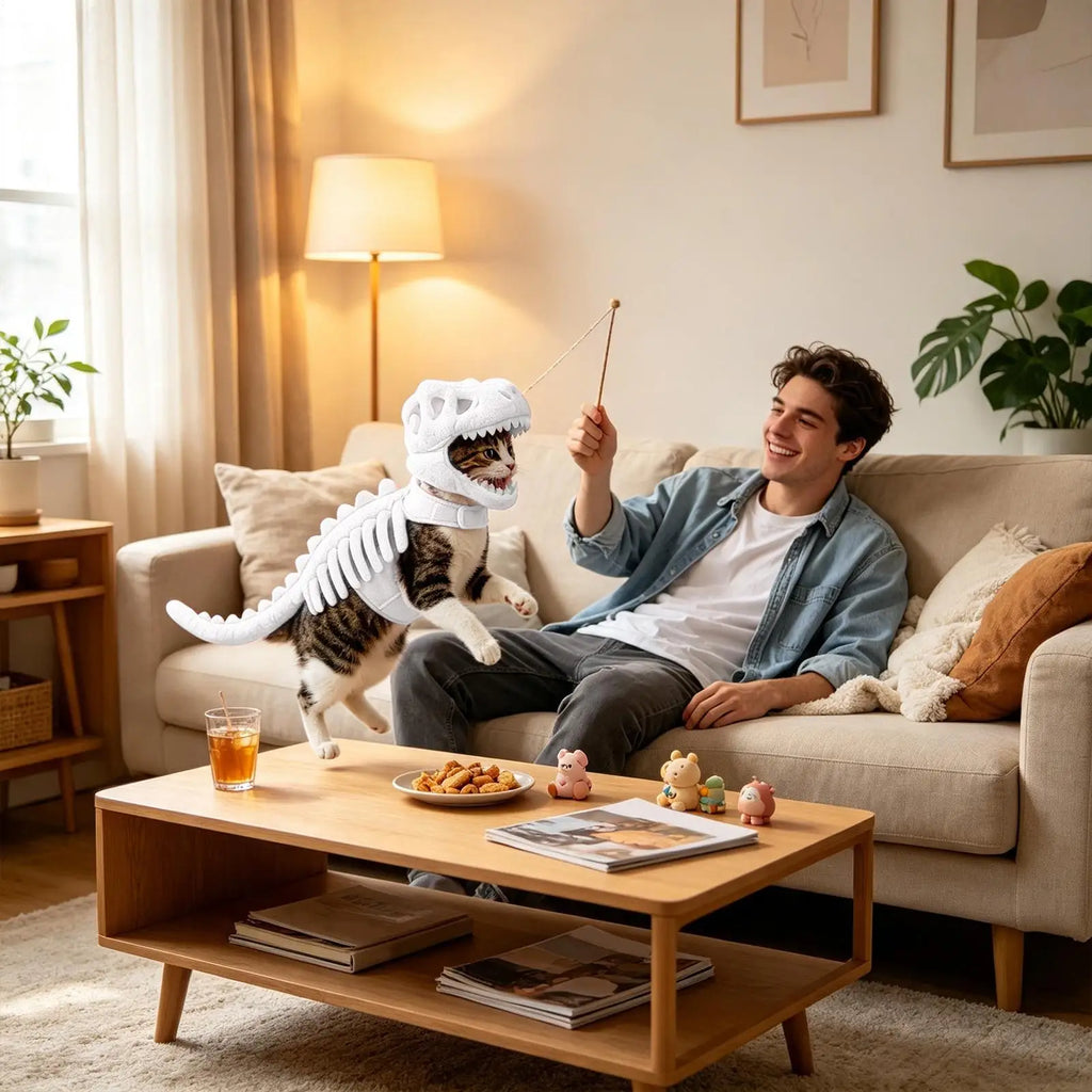 Costume Squelette Dinosaure en Peluche pour Chien et Chat — 3D
