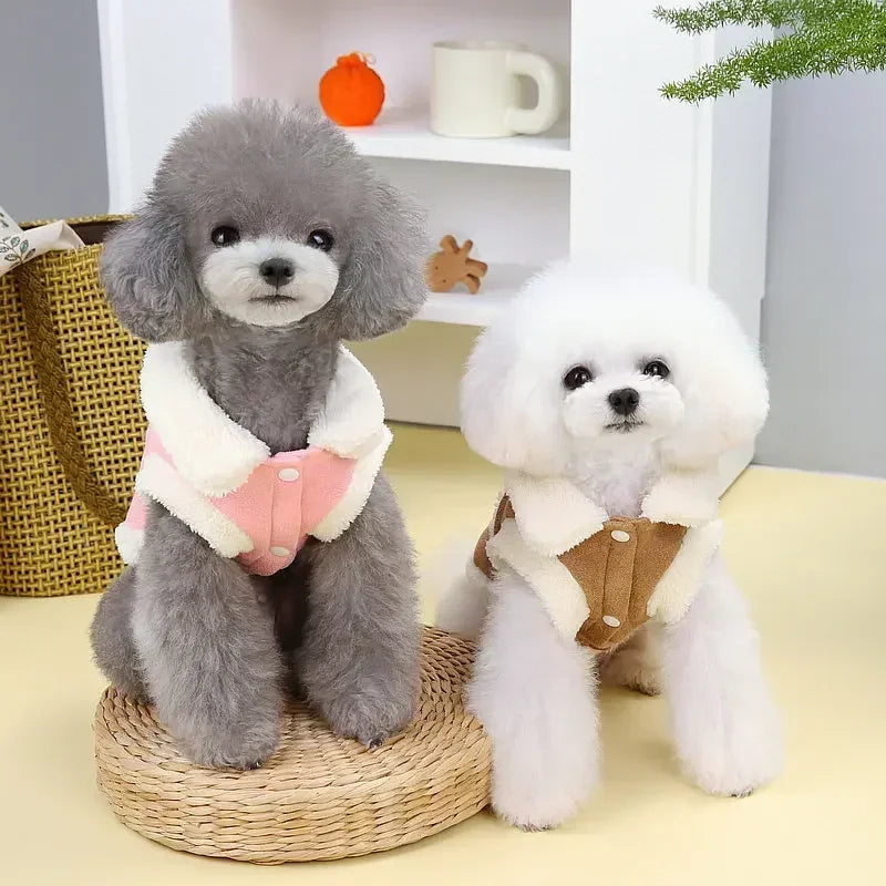 Manteau Doublé Polaire pour Chien et Chat — Coupe Courte à Nœud