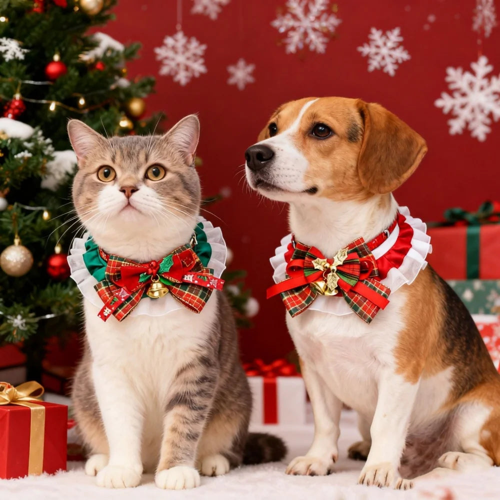 Collier à Nœud de Ruban pour Chien et Chat — Fait Main avec Grelot