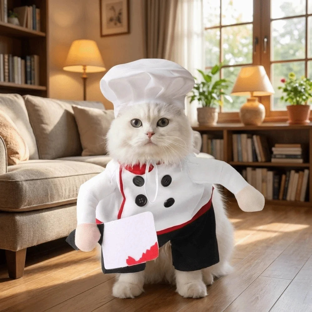 Costume de Chef Cuisinier pour Chien et Chat — Toque et Tablier