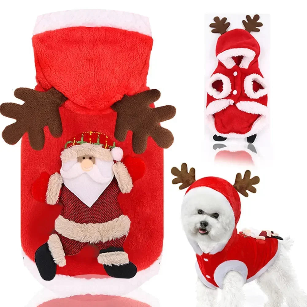 Manteau d'Hiver de Noël pour Chien et Chat — Doublé et Chaud
