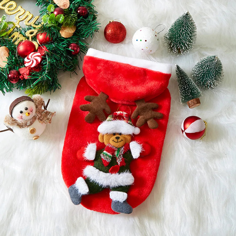 Sweat à Capuche de Noël pour Chien et Chat — Flanelle Chaude