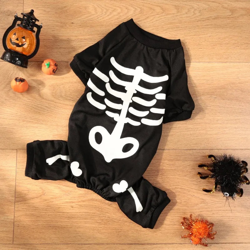Costume Squelette Phosphorescent pour Chien — Combinaison Halloween