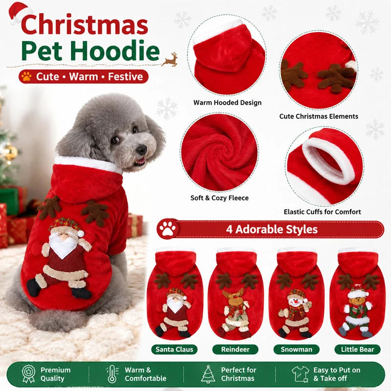 Sweat à Capuche de Noël pour Chien et Chat — Flanelle Chaude