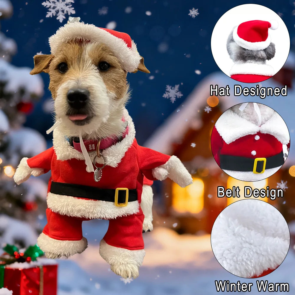 Costume Père Noël pour Chien et Chat — Tenue de Fête Rouge