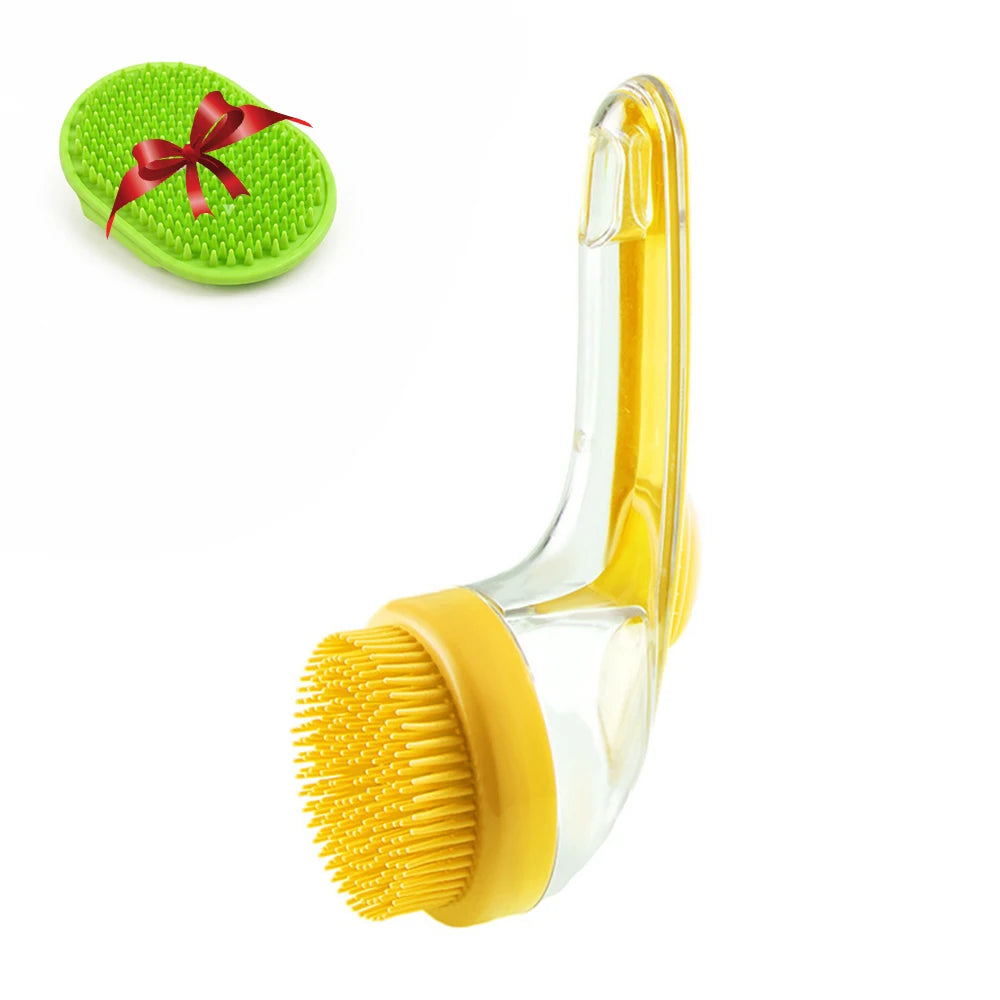 Brosse de Bain pour Chien — Distributeur de Shampoing Intégré