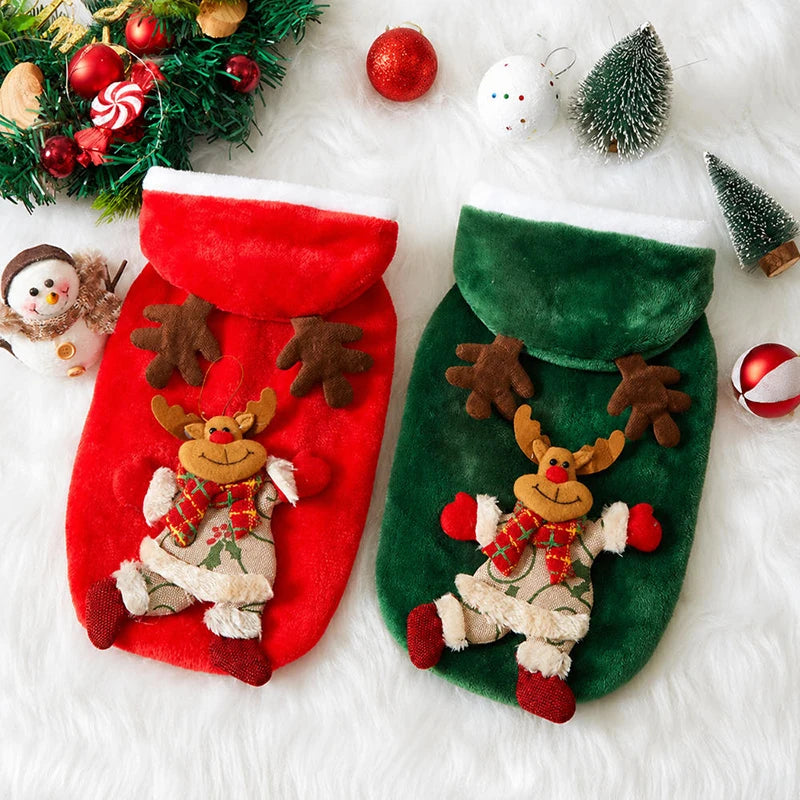 Sweat à Capuche de Noël pour Chien et Chat — Flanelle Chaude