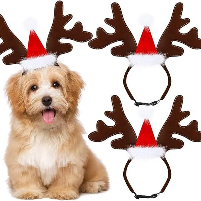 Serre-Tête de Noël pour Chien et Chat — Bois de Renne et Bonnet