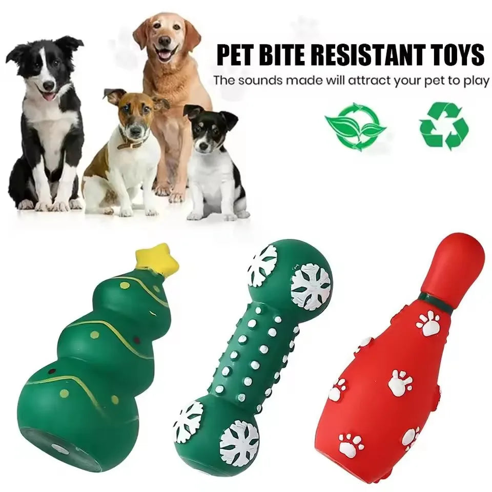 Jouet Couineur de Noël pour Chien — Sapin, Flocon et Boule