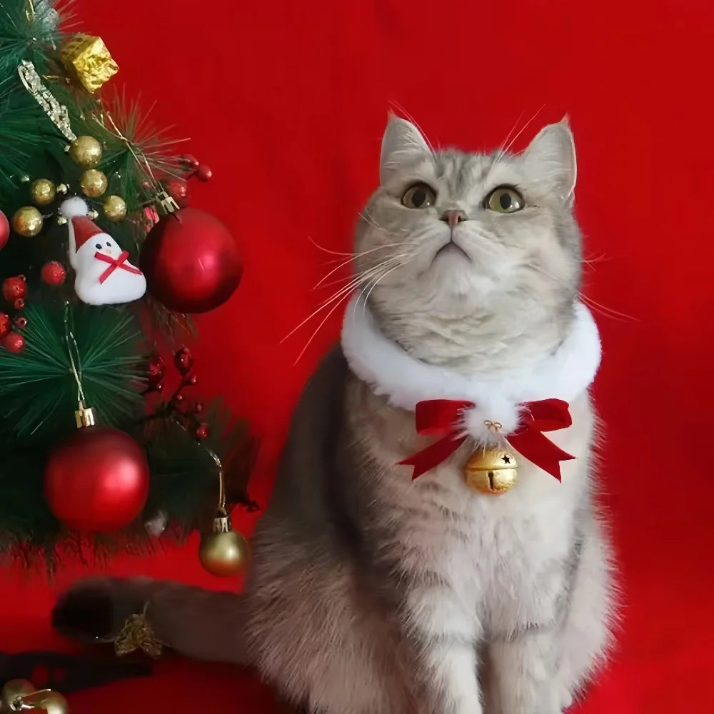 Collier à Nœud de Ruban pour Chien et Chat — Fait Main avec Grelot