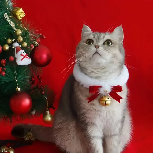 Collier à Nœud de Ruban pour Chien et Chat — Fait Main avec Grelot