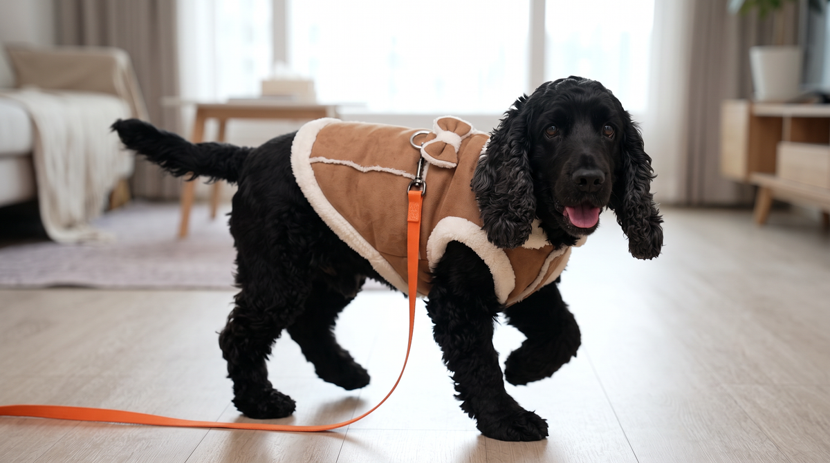 Manteau Doublé Polaire pour Chien et Chat — Coupe Courte à Nœud